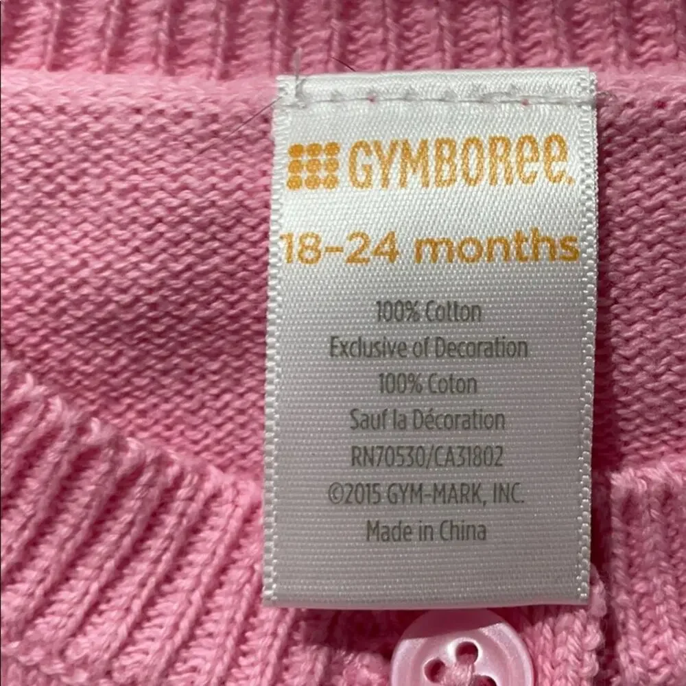 Gymboree 18-24 pink cat cardigan euc